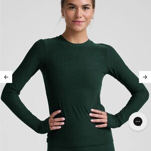 Featherweight Select Long Sleeve Crew Top Dark Spruce Heather Green